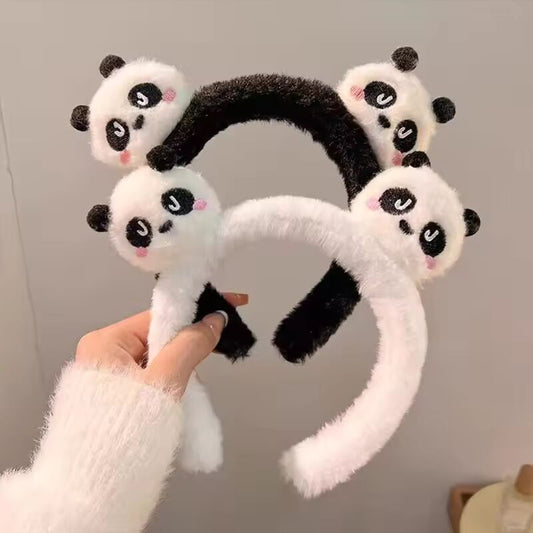 AISHG Cute Panda Hair Bands Women Face Wash Special Non-slip Headband Cartoon Plush Wide Edge Headband Girls Hair Accessories